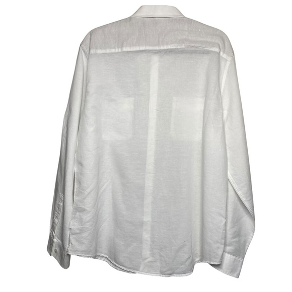 Calvin Klein white breathable linen/cotton long sleeve button down shirt-SZ-XL - Picture 9 of 10